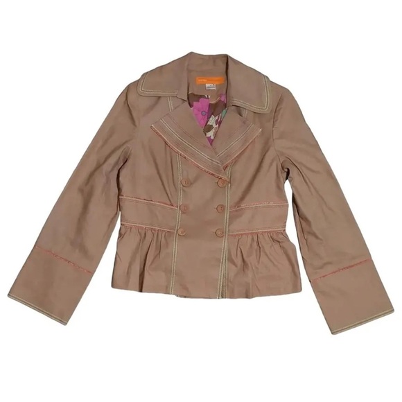 Brown Double-Breasted Blazer with Peplum Waist - Picture 7 of 7